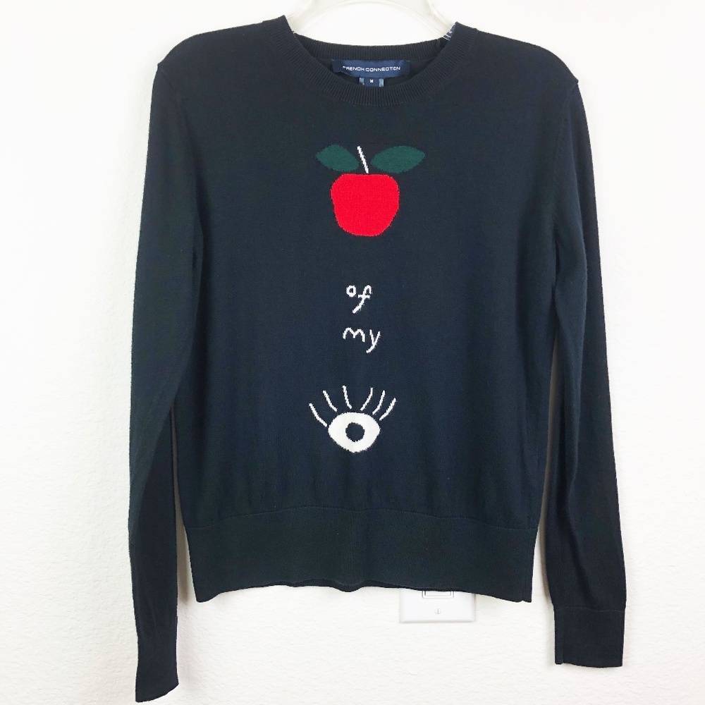 French Connection Apple of My Eye Black Sweater